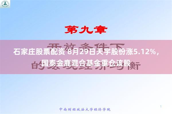 石家庄股票配资 8月29日天宇股份涨5.12%，国泰金鹿混合