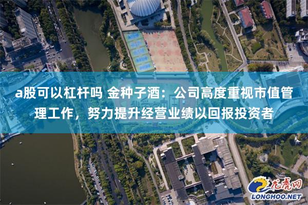 a股可以杠杆吗 金种子酒：公司高度重视市值管理工作，努力提升